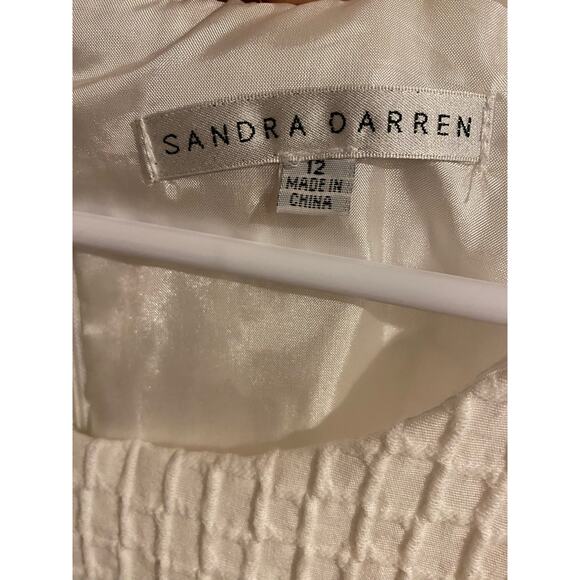 Sandra Darren Womens Size 12 Ivory Dress Fitted Chic Classic - Picture 6 of 6